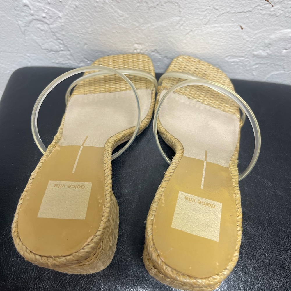 Dolce Vita clear Strap Woven Heel Sandals - Picture 6 of 7